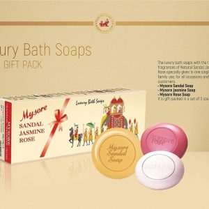 Mysore Sandal Bathing Soap – Sandal, Jasmine, Rose, 450g Pack