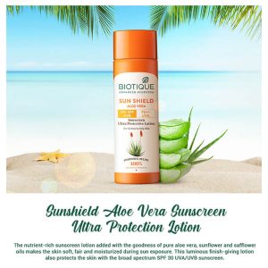 Biotique – Sun shield aloe vera 75+spf sunscreen lotion